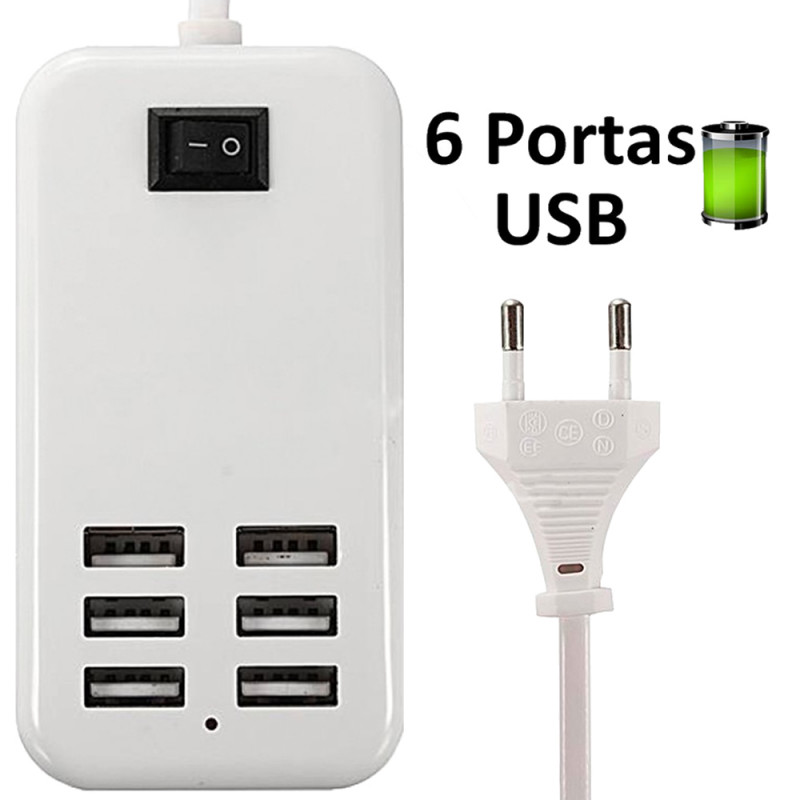 FONTE CARREGADOR USB 6 PORTAS 15W