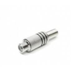PLUG JACK RCA 6mm METAL NIQUELADO PRETO