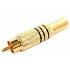 PLUG RCA 6mm METAL DOURADO PRETO