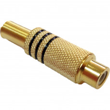 PLUG JACK RCA 6mm METAL DOURADO PRETO