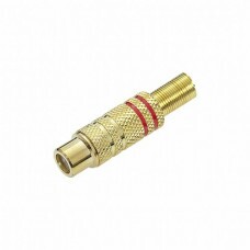 PLUG JACK RCA 6mm METAL DOURADO VERMELHO