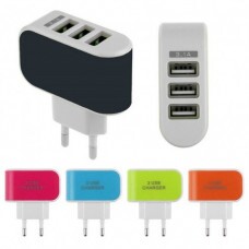 CARREGADOR DE VIAGEM 3 USB COM LED