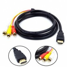 CABO MALHA ADAPTADOR HDMI X AV RCA DOURADO 1,5M