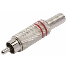PLUG RCA 6mm METAL NIQUELADO VERMELHO
