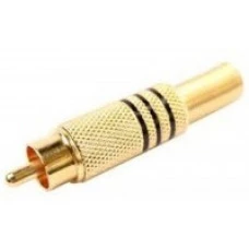 PLUG RCA 6mm METAL DOURADO PRETO