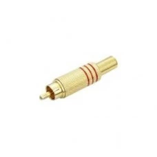 PLUG RCA 6mm METAL DOURADO VERMELHO