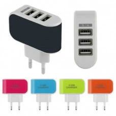 CARREGADOR DE VIAGEM 3 USB COM LED