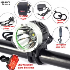 FAROIS DE LED RECARREGAVEL - LANTERNA PARA BICICLETA 