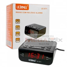 Radio Relógio Le 671 Alarme Duplo Am Fm Facil Uso Idoso