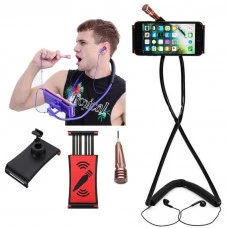 SUPORTE PREGUIÇOSO PESCOÇO COM MICROFONE E FONE - MTG-046