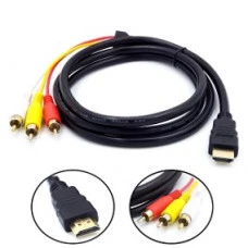 CABO MALHA ADAPTADOR HDMI X AV RCA DOURADO 1,5M