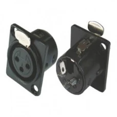 CONECTOR XLR FÊMEA PAINEL 3 PÓLOS NIQUELADO PRETO